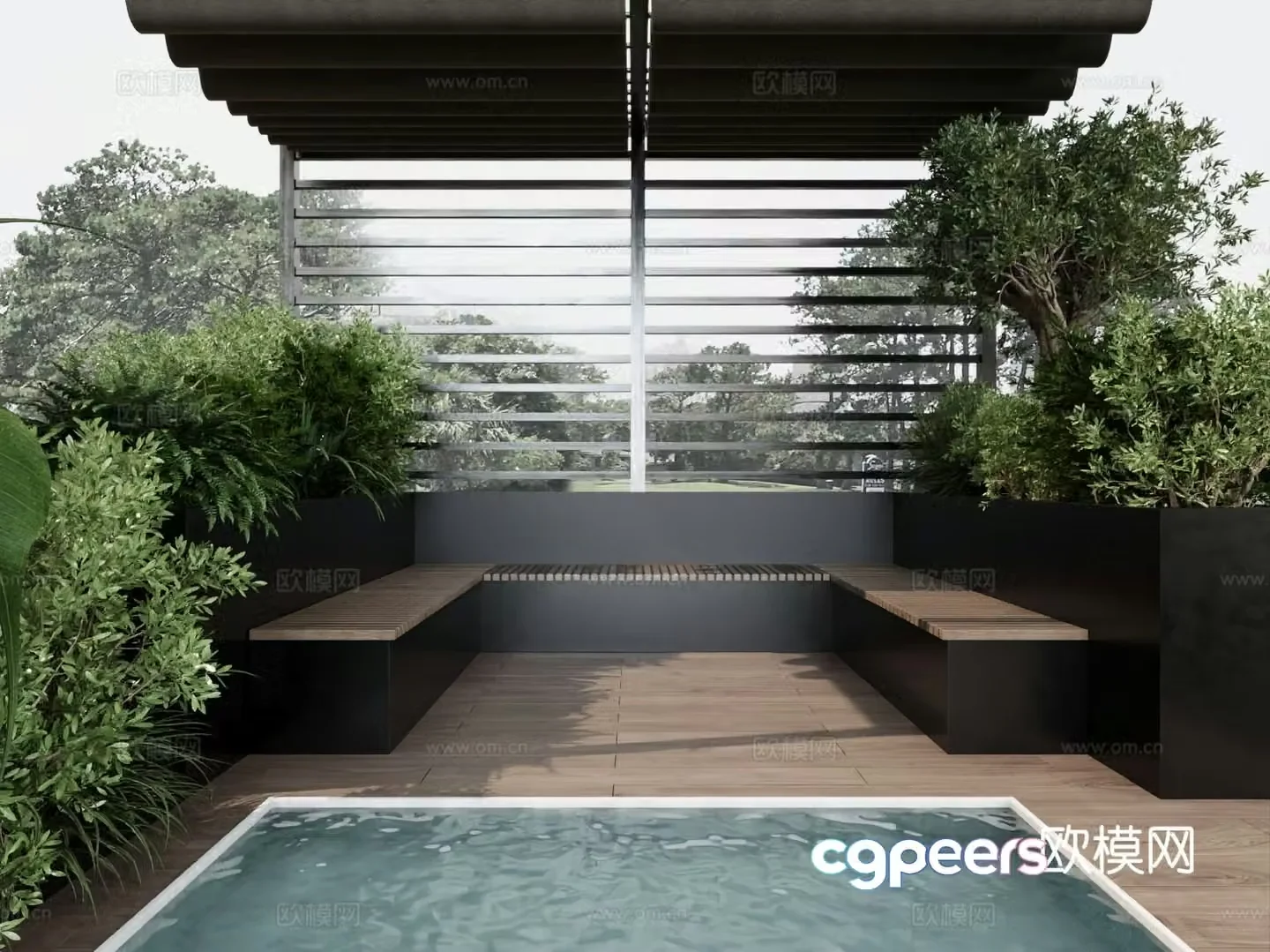 Modern courtyard landscape rural courtyard pavilion 3d model