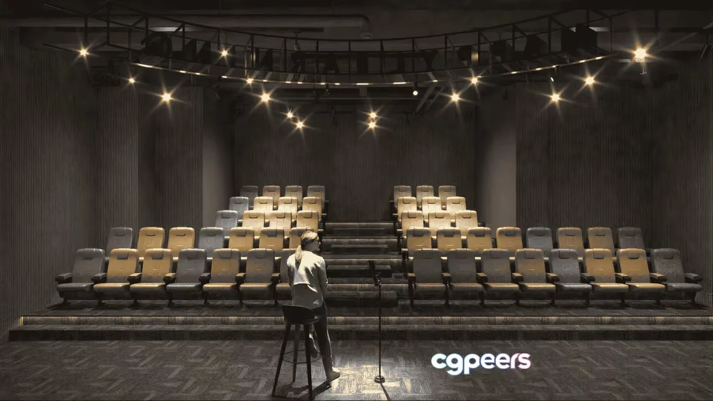 A Person Standing On A Stage With A Microphone 3D Model – 14699 – VRAY Render