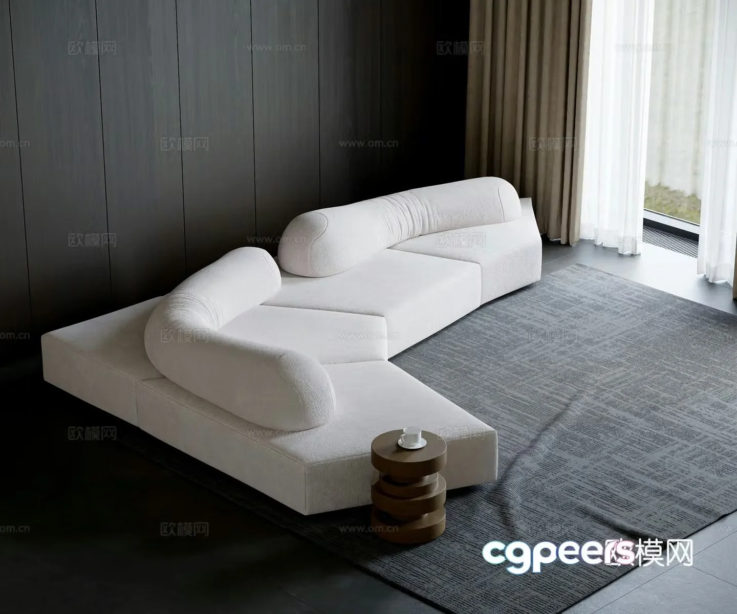Italian lamb velvet sofa 3d model