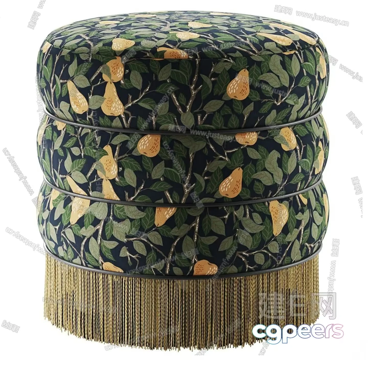 A Round Stool With A Floral Pattern 3D Model – 3048 – CORONA Render