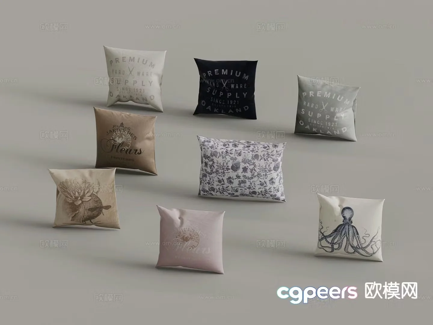 Modern square pillow pillow pillow 3d model