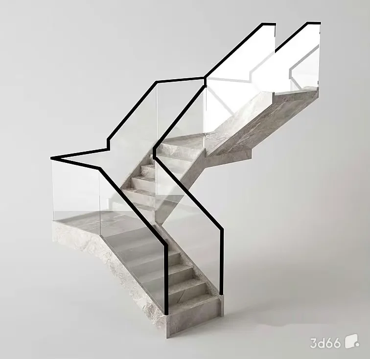 Modern Glass Staircase 3D Model – 20318 – VRAY Render