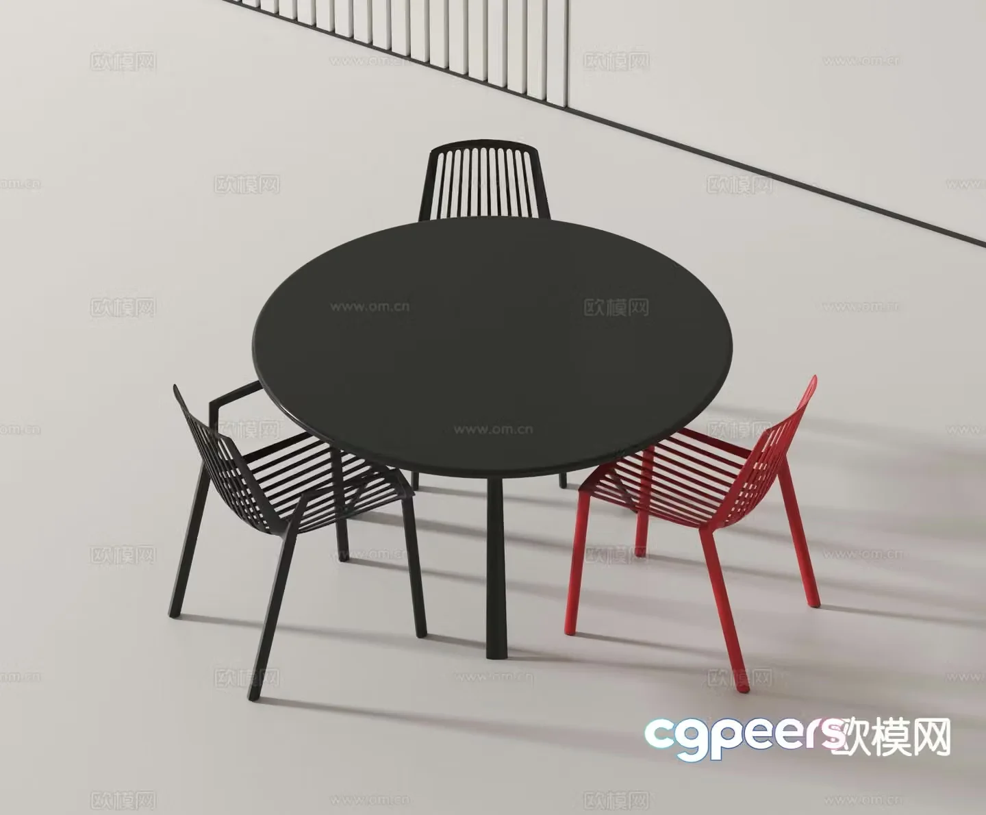 Modern round dining table and chairs 3d model