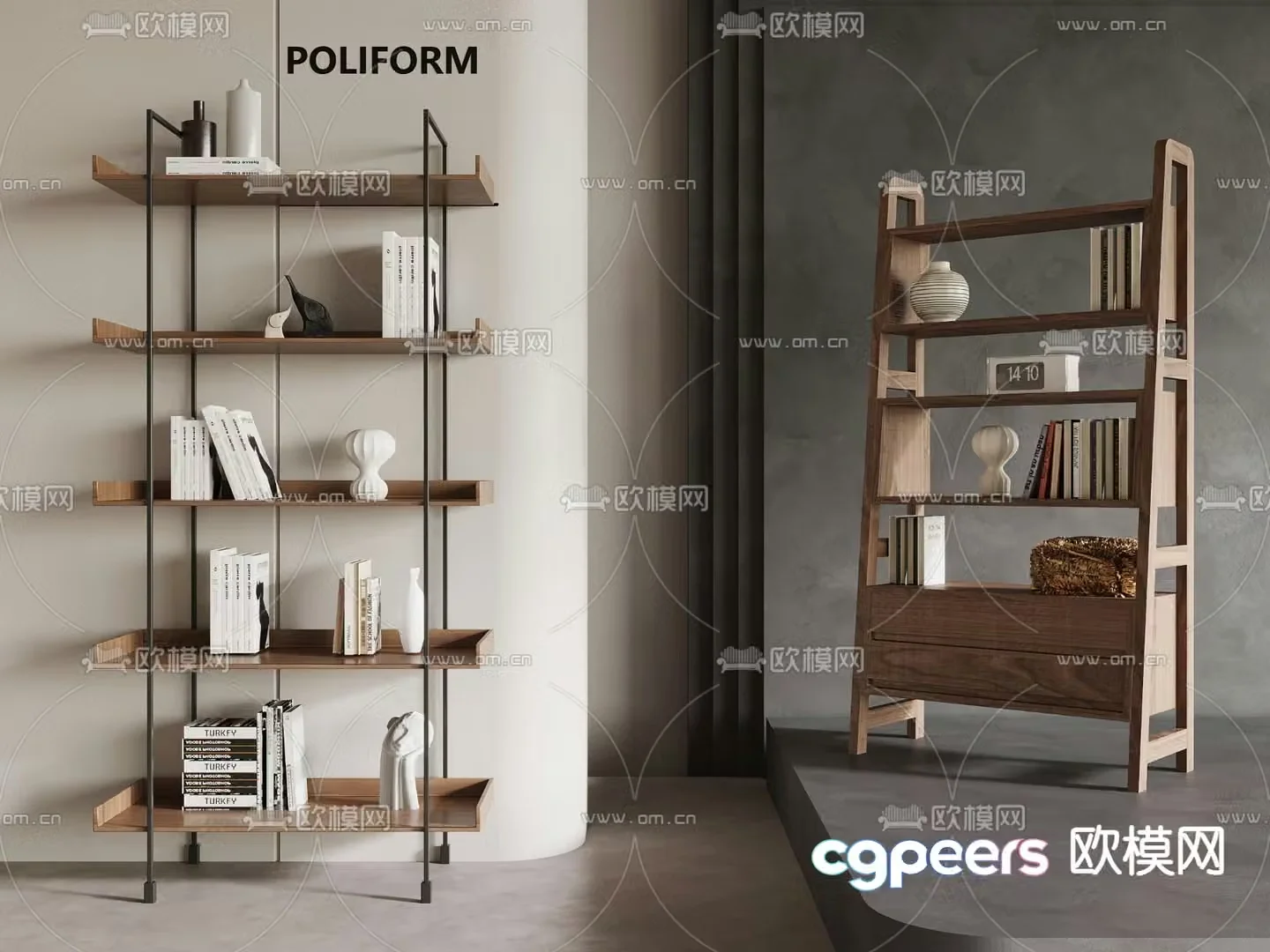 Modern bookshelf newspaper shelf 3D model