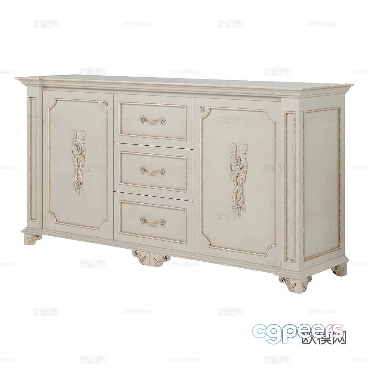 French simple side cabinet side cabinet simple side cabinet decorative cabinet low cabinet 3D model