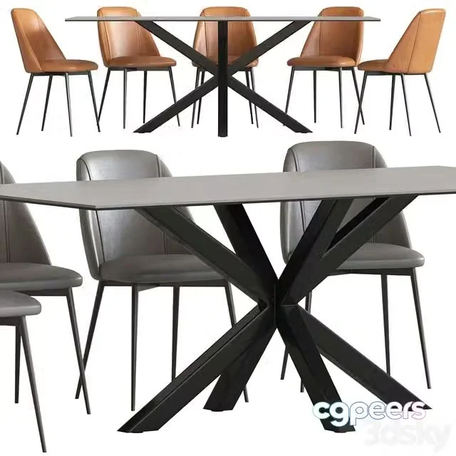 3ds Max Free – Cult Furniture Heaven 8 Seat Dining Table and Marco Chair