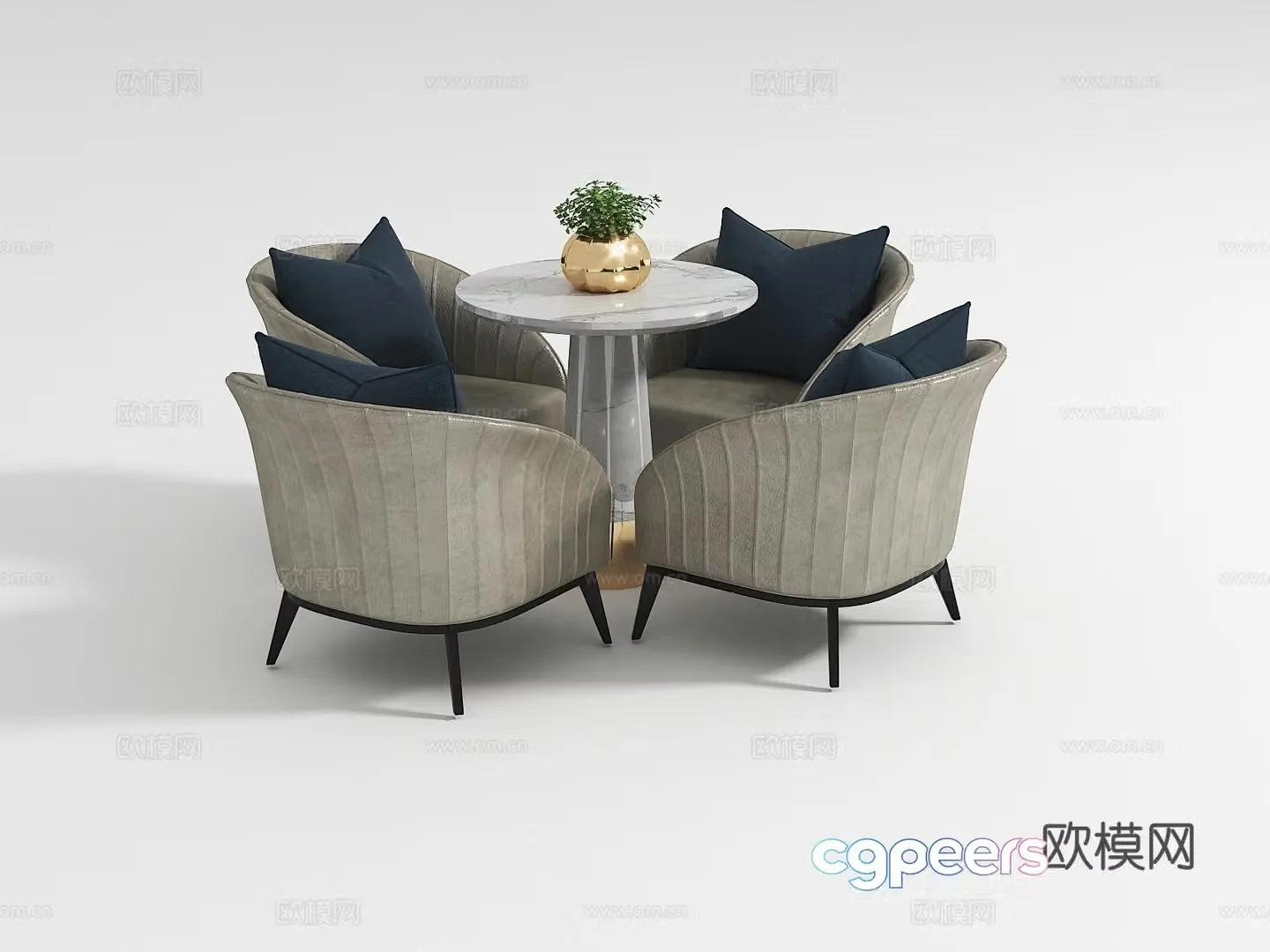Modern negotiation table and chair combination 3D model