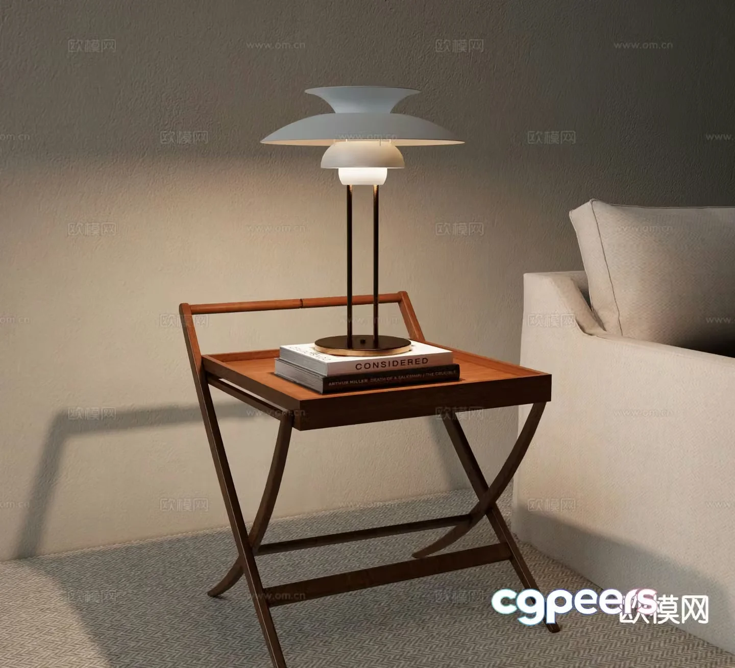 Modern side table wooden side table folding side table 3d model