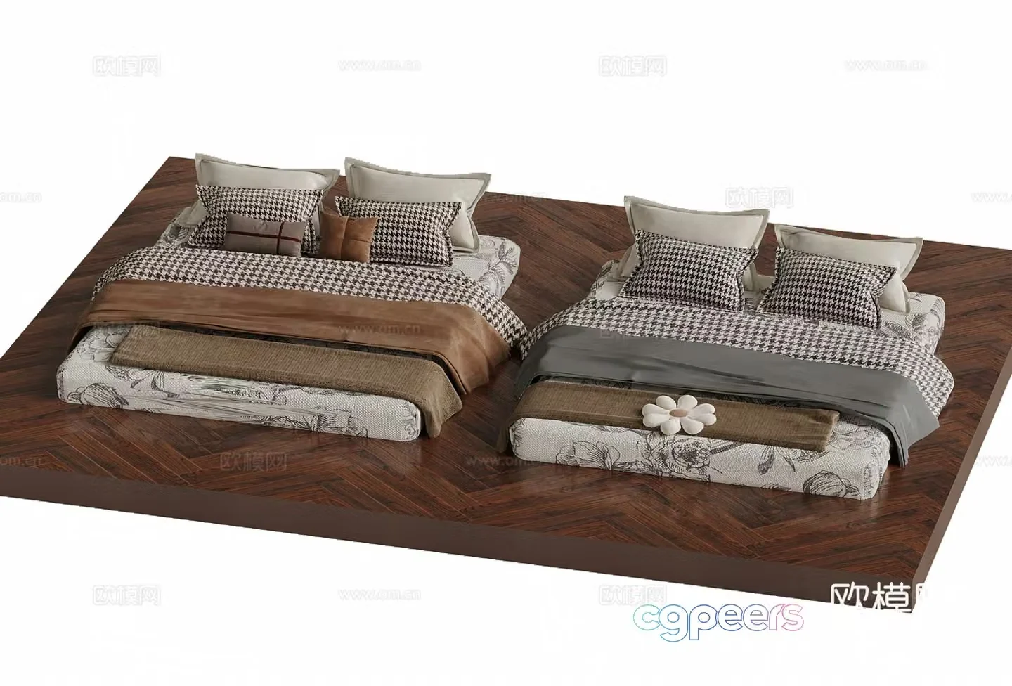 Other beds French double bed bed 3d model