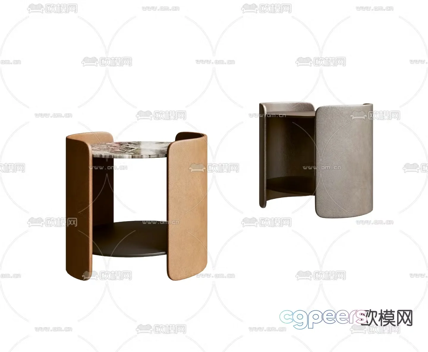 Leather bedside table 3d model