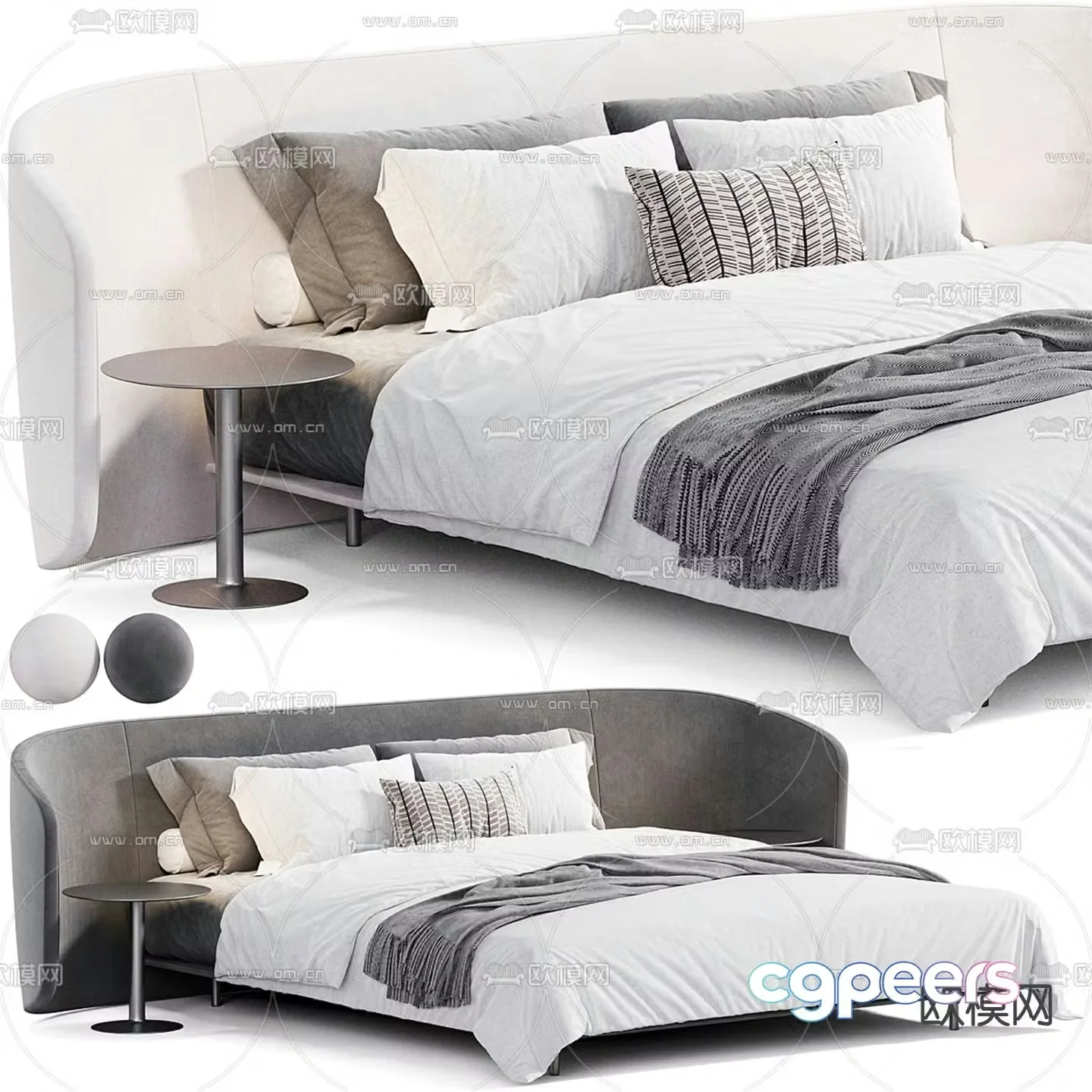Italian double bed Hengenoctis bed 3d model
