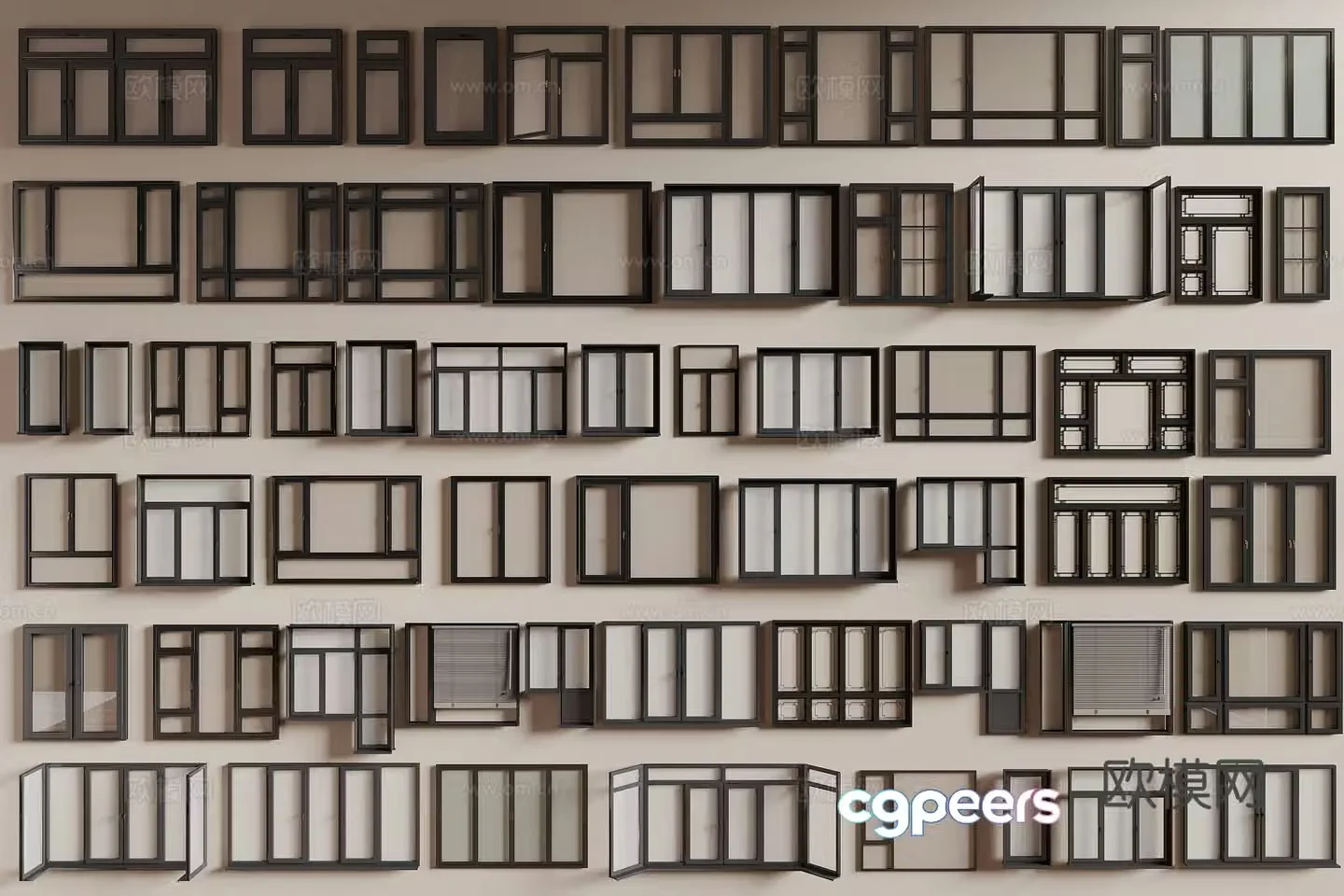 modern windows floor to ceiling windows casement windows 3d model