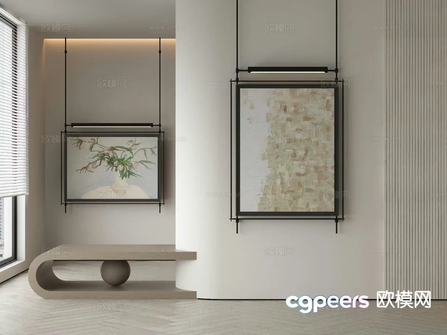 Modern decorative painting texture painting vase painting 3D model