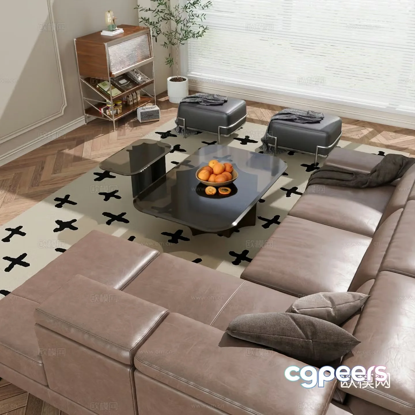 Modern sofa combination sofa coffee table combination 3D model