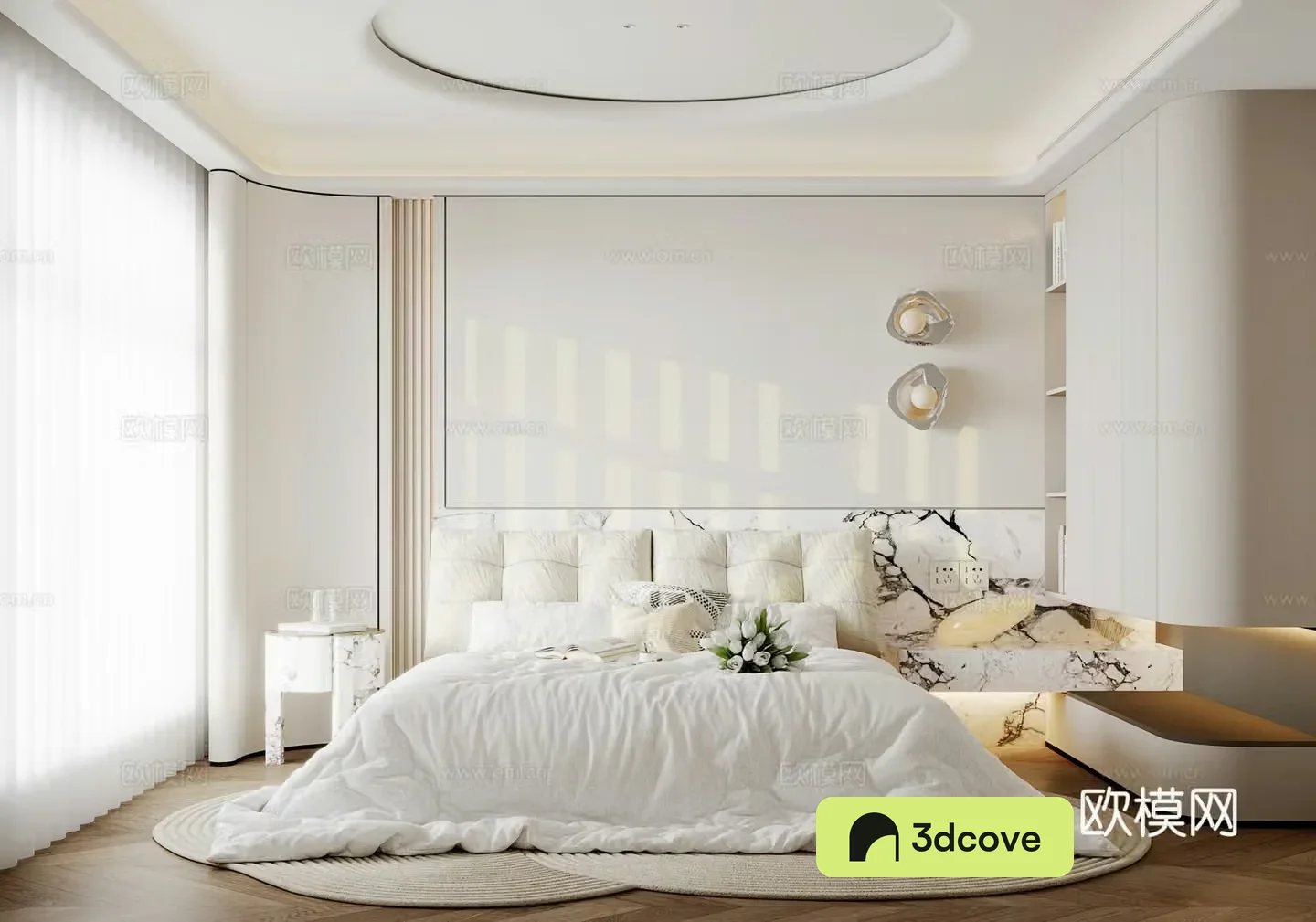 Modern cream light luxury bedroom