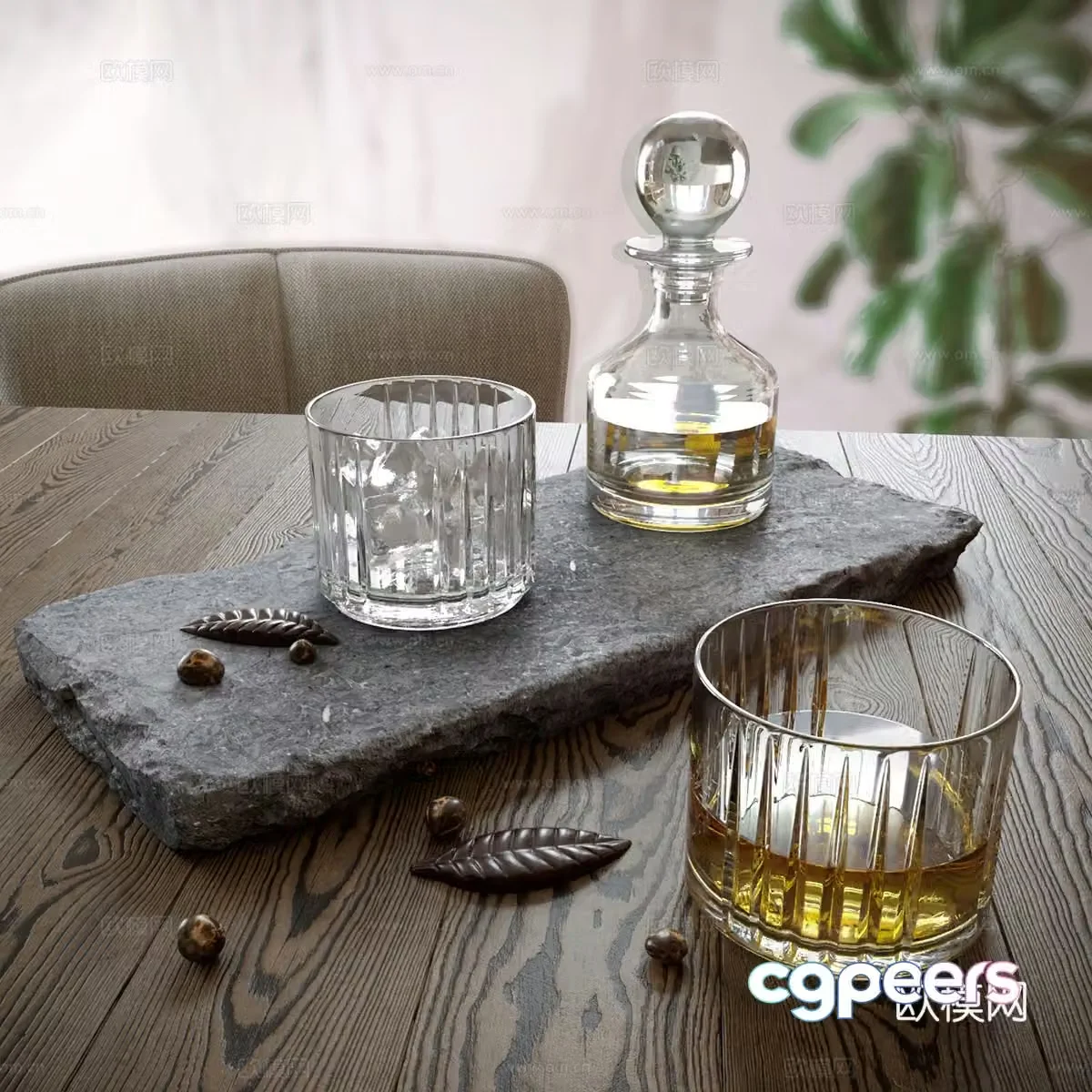 Wine glass foreign wine slate 3d model