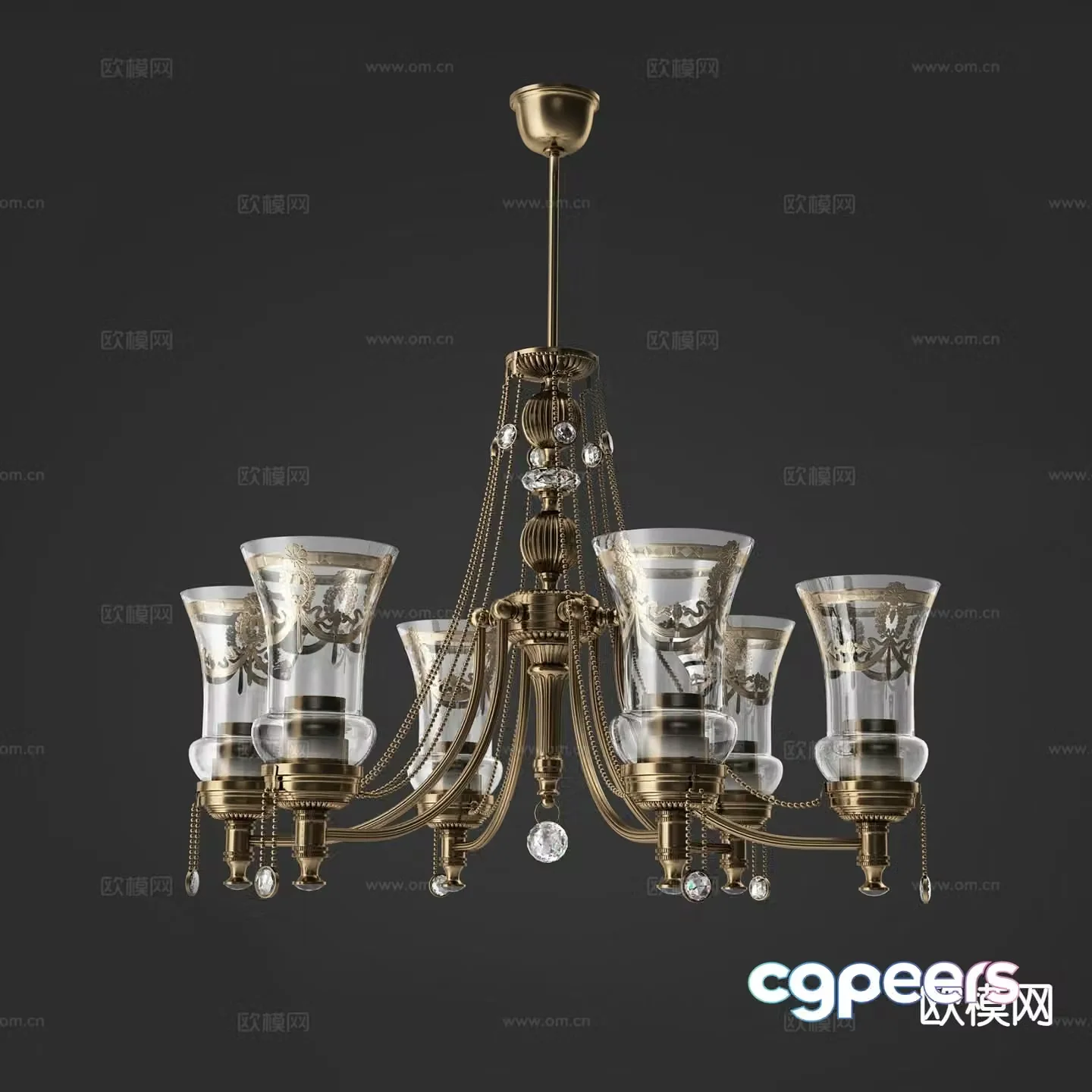 Simple European chandelier hall chandelier 3d model