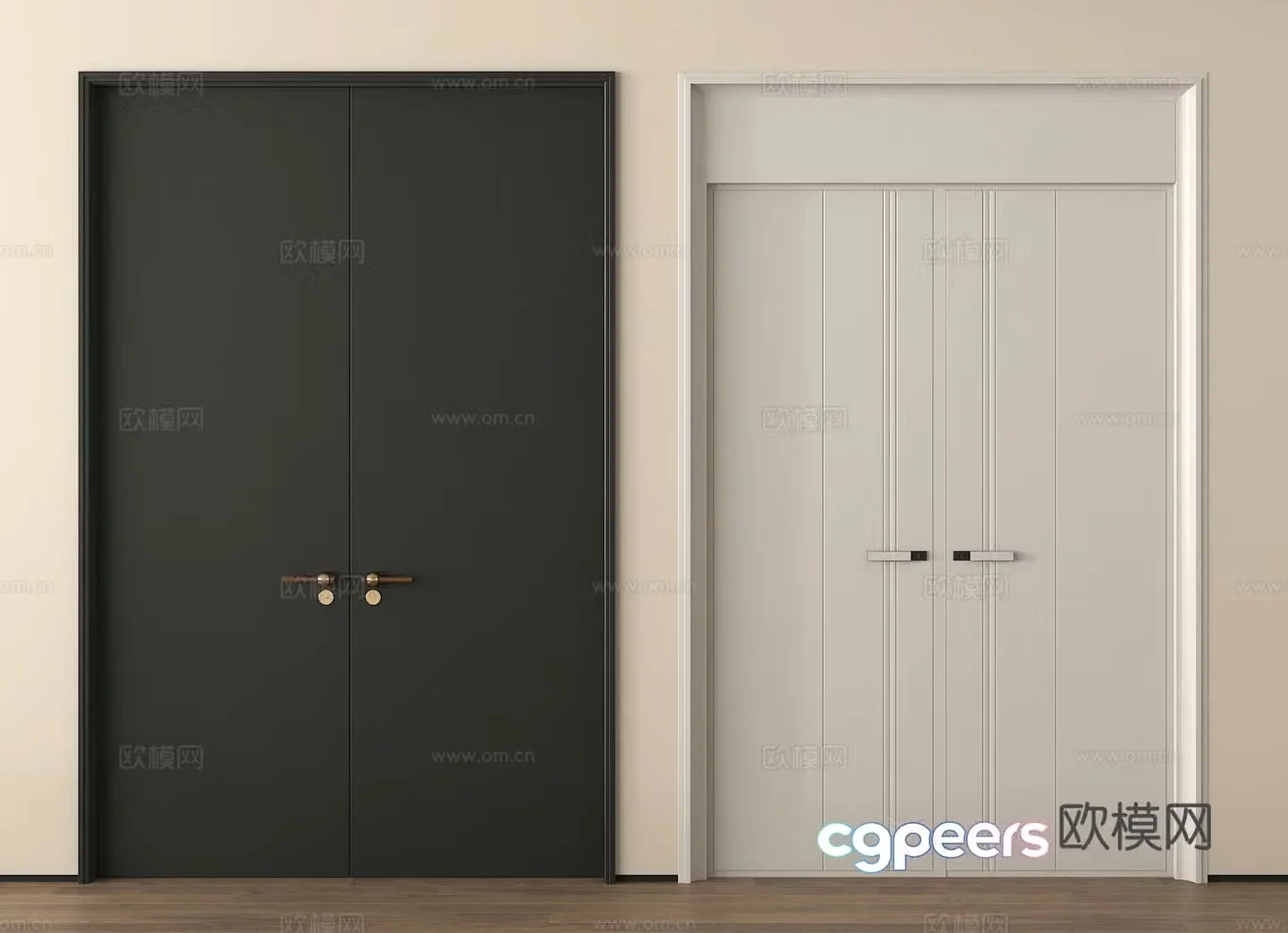 Double door conference room door 3d model