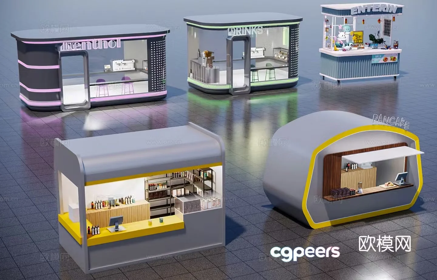 Modern kiosk Internet celebrity stall Market stalls Snack stalls Snack stalls Outdoor 3D model