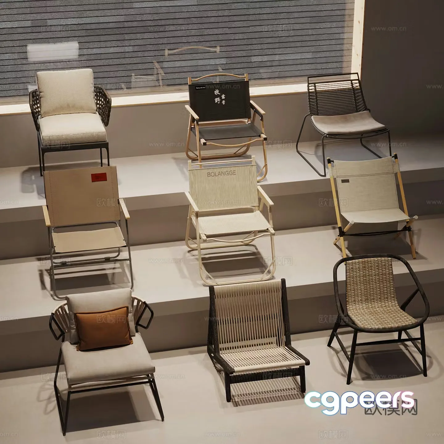 15 modern leisure chair outdoor chair recliner 3d model