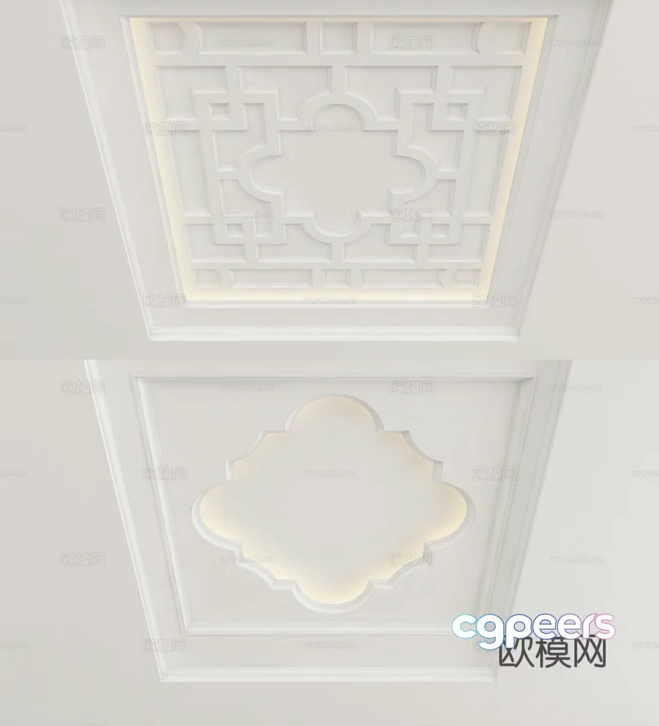 European style suspended ceiling square suspended ceiling modeling ceiling 3d model