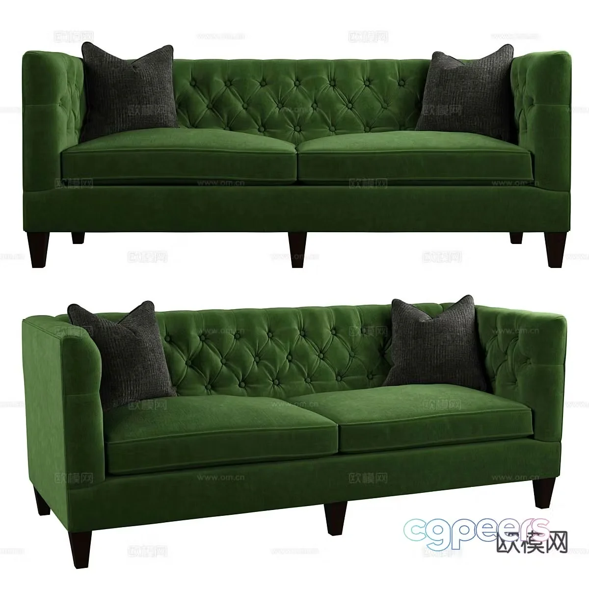 French velvet sofa double sofa 3d model