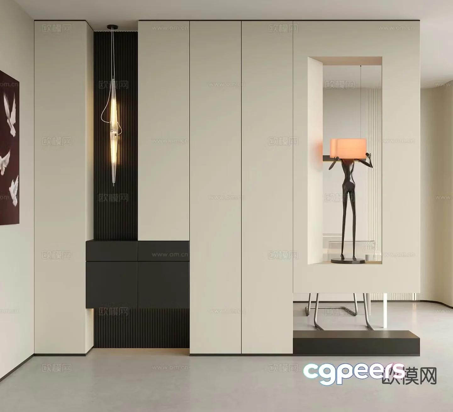 Modern entrance shoe cabinet partition 3d model
