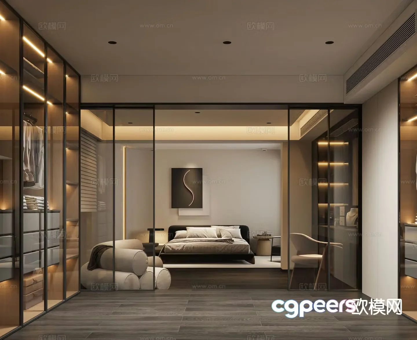 Italian master bedroom bedroom audio-visual room dressing room 3d model