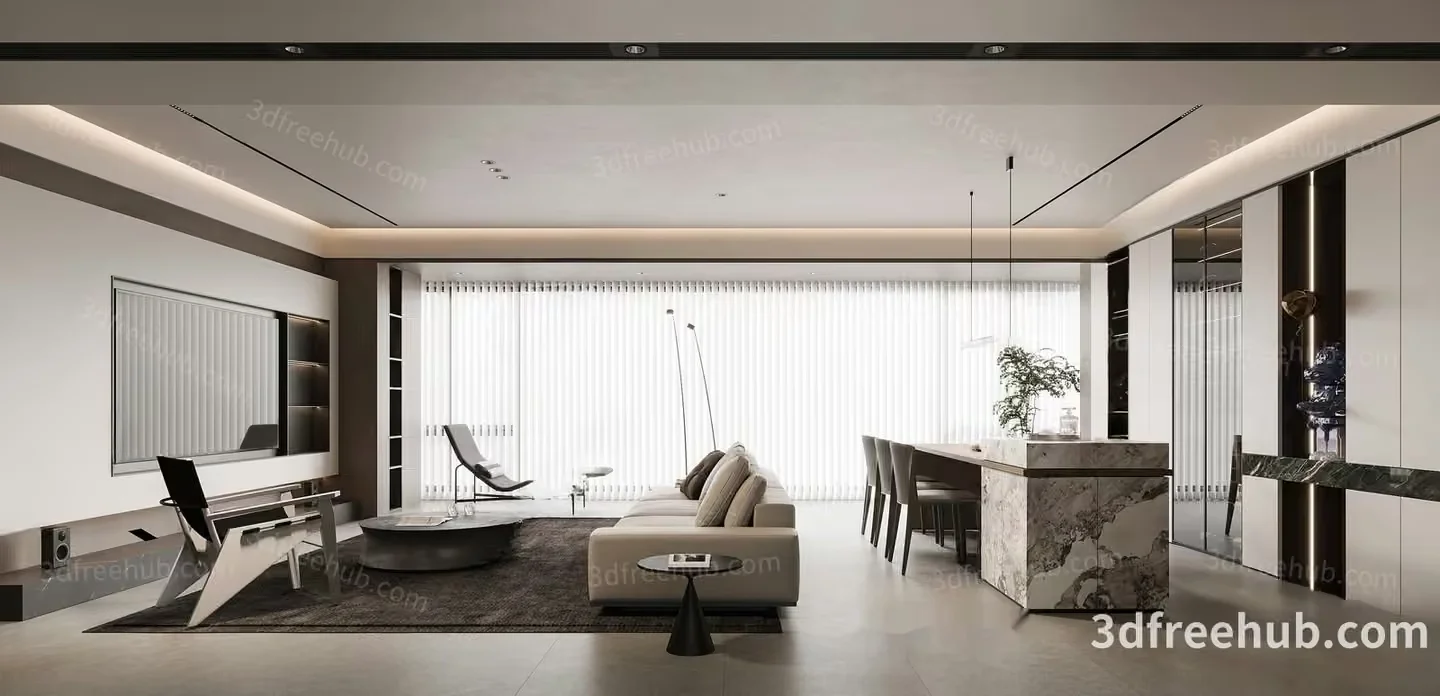 Modern Living Room 3D Model – 22164 – VRAY Render
