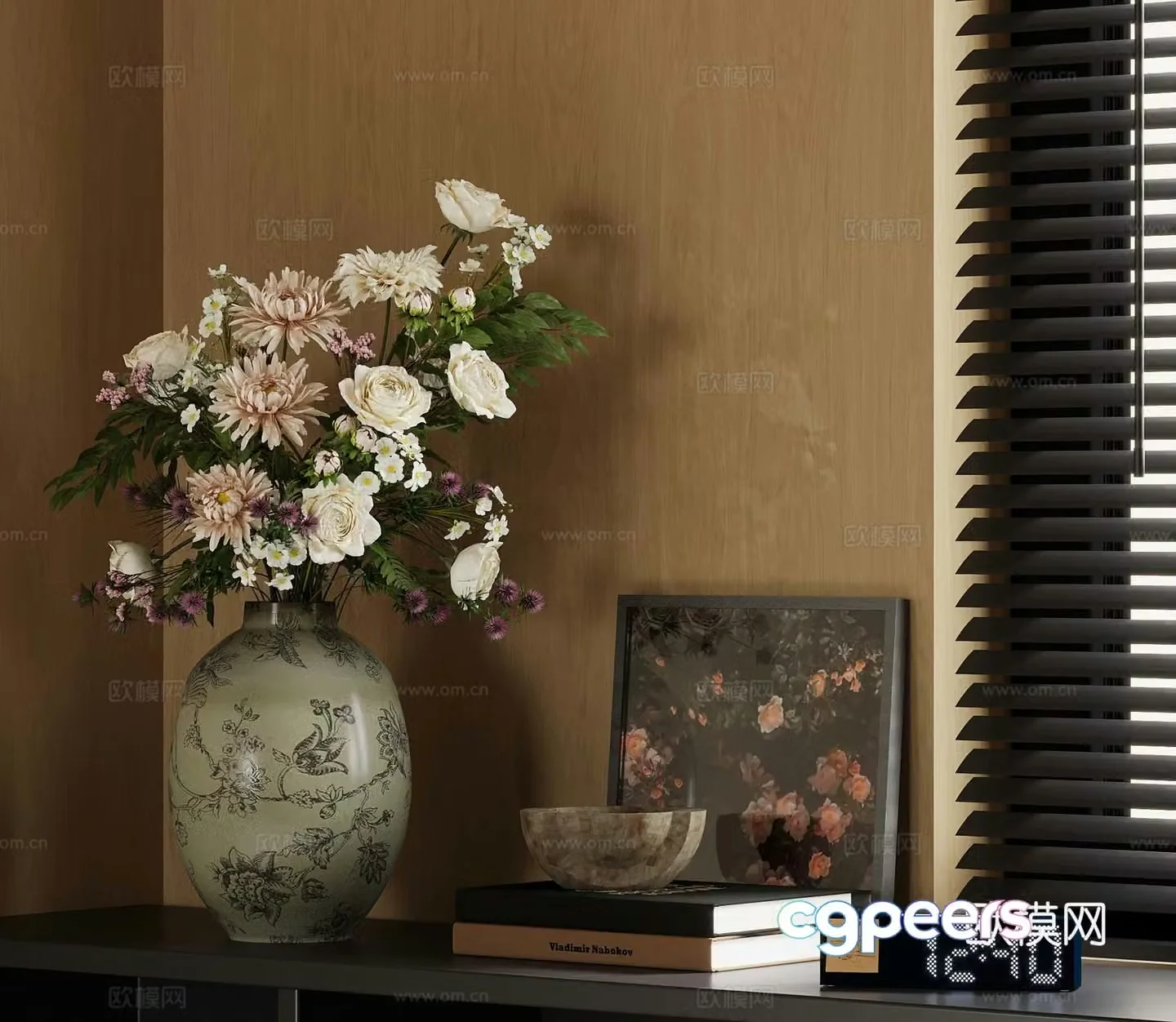 18 modern vase floral ornaments 3d model