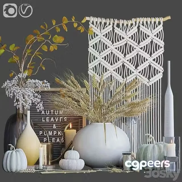 3ds Max Free – Autumn decorative set with wheat