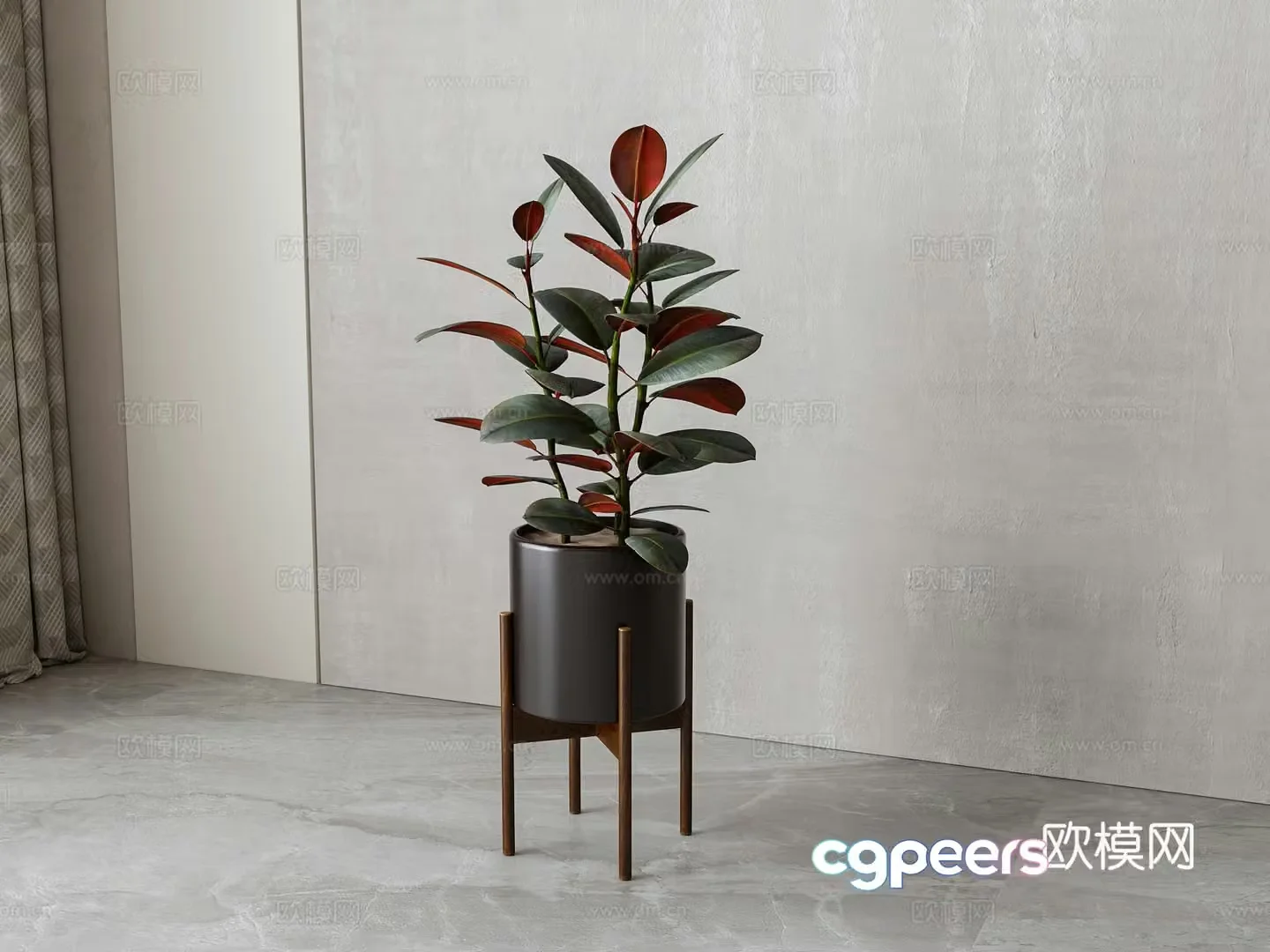 Modern green plant potted 3D model