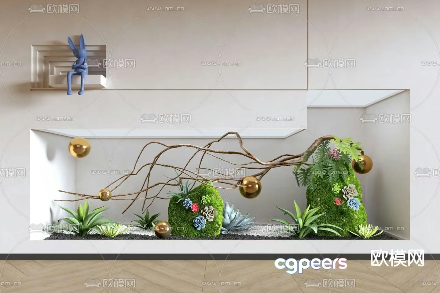 Landscape sketches moss landscaping art installation 3D model