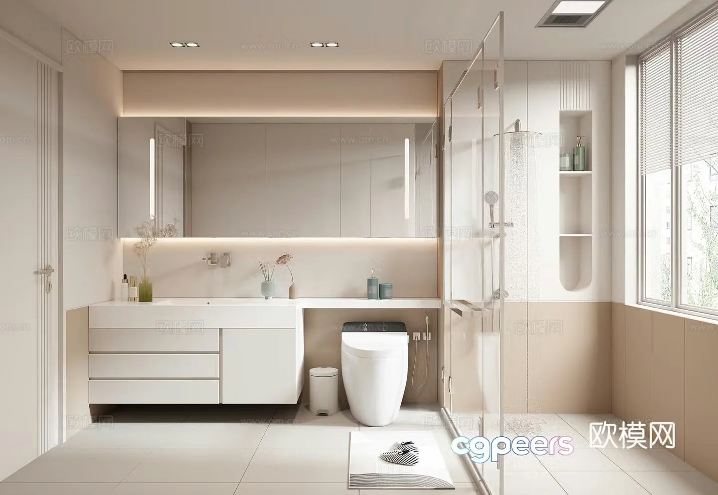 Creamy style bathroom 3d model