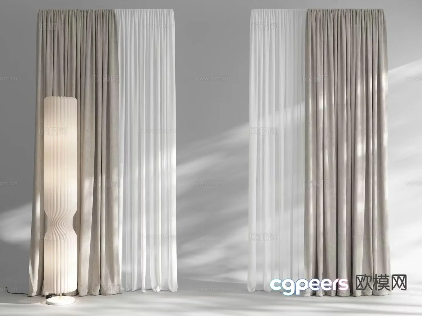 Modern plain curtains gauze curtain 3d model