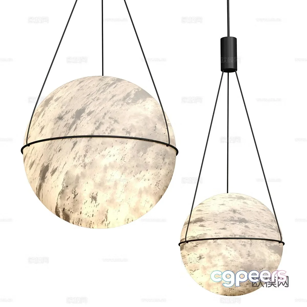 New Chinese Moon Decorative Chandelier 3D Model