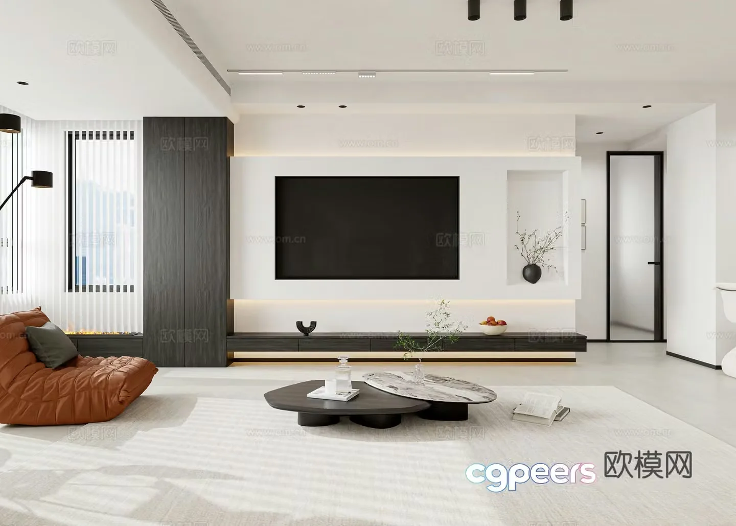 Modern minimalist living room 3d model