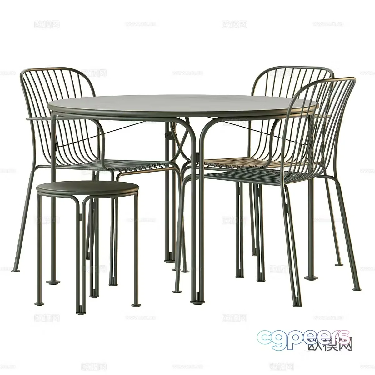 Modern Italian minimalist casual table and chairs Dining table and chairs 3D model