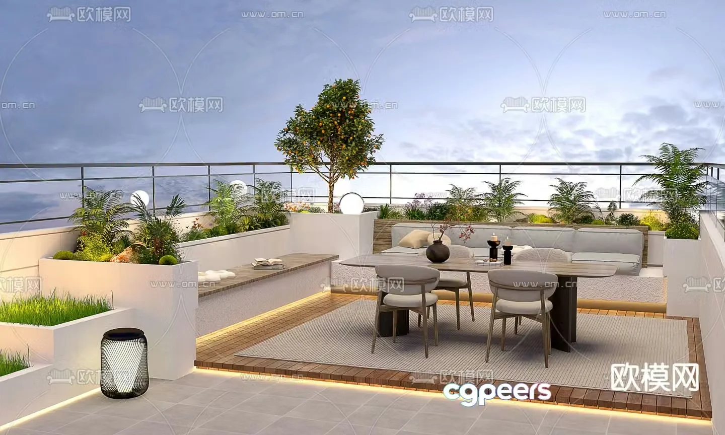Balcony terrace roof garden 3d model