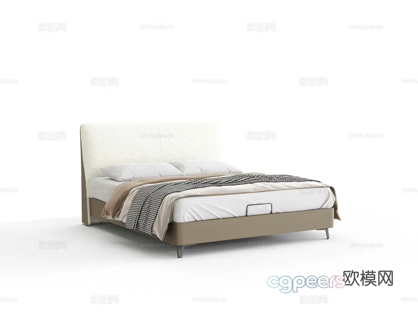 Leather double bed 3D model