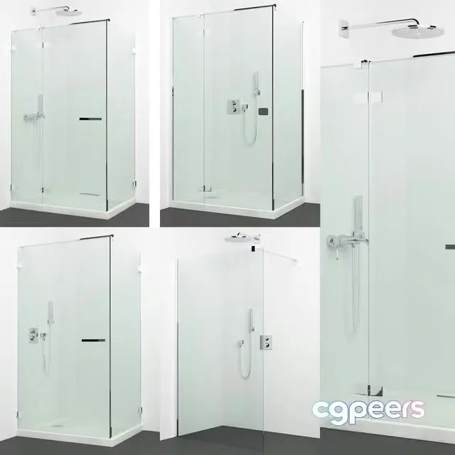 3ds Max Free – Set of shower cabins Radaway + Grohe