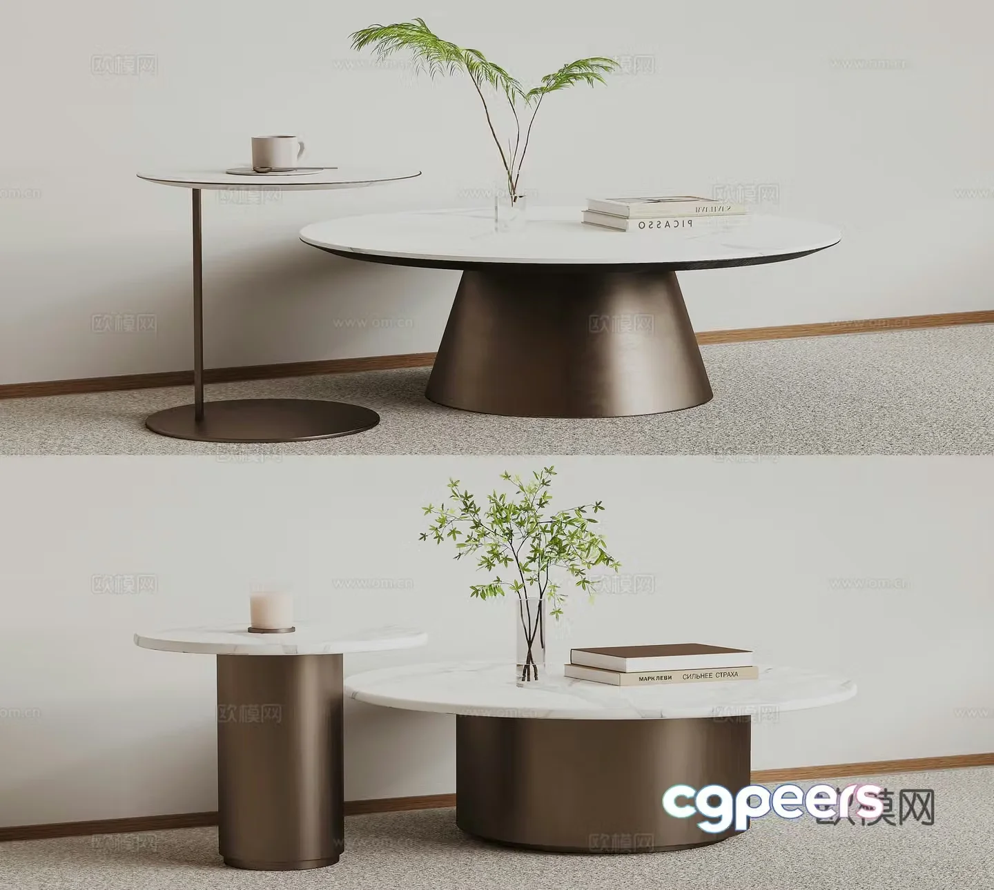 Modern double coffee table 3d model