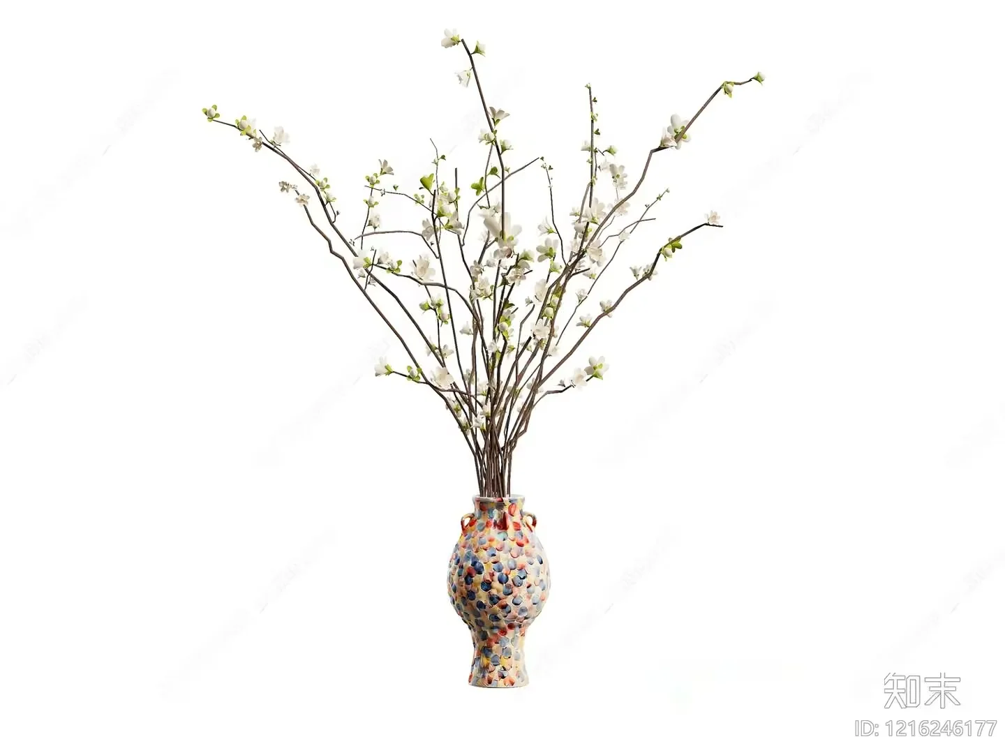 A Colorful Vase With Flowers 3D Model – 13905 – VRAY Render