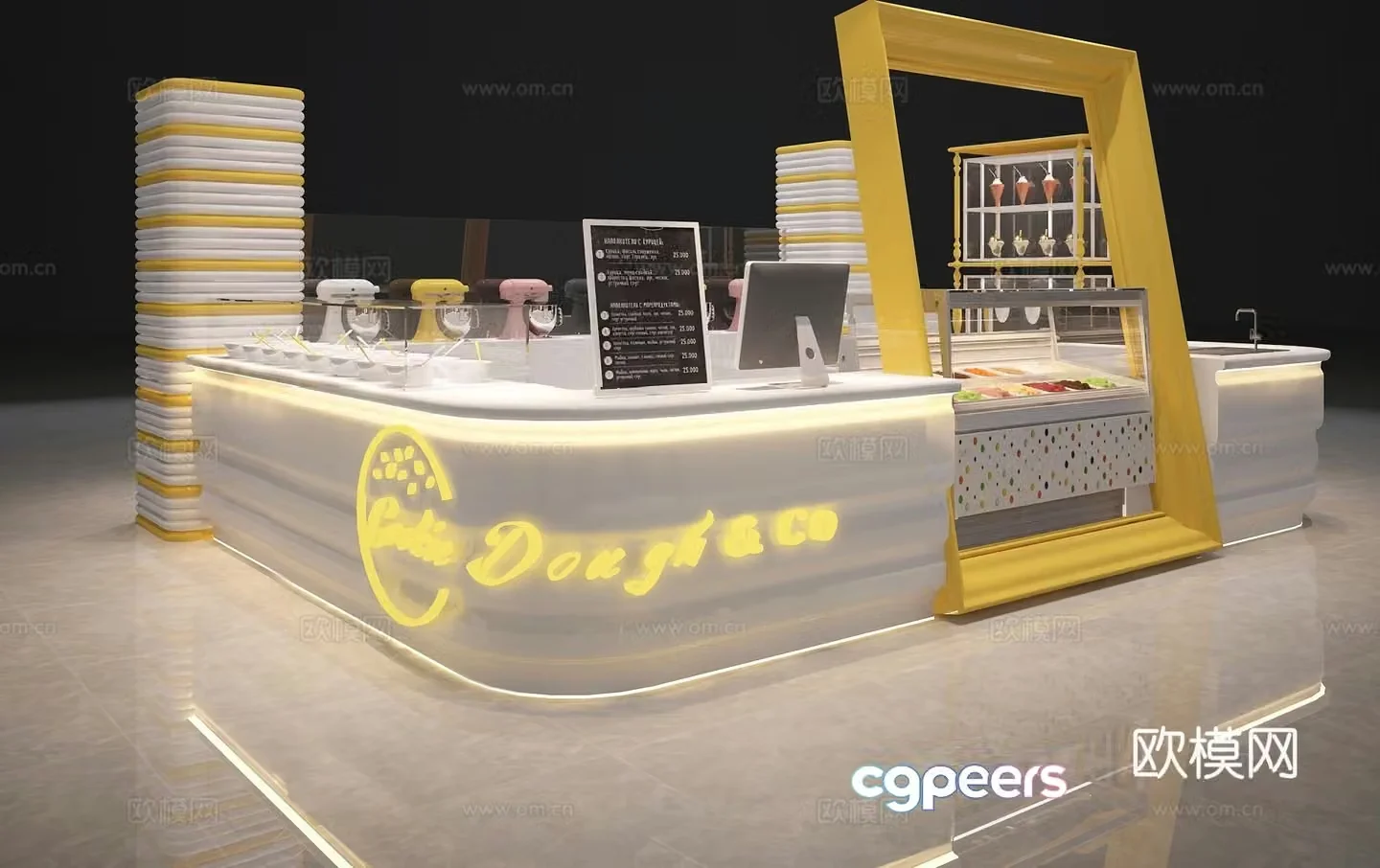 Ice cream shop operation table ordering table 3d model