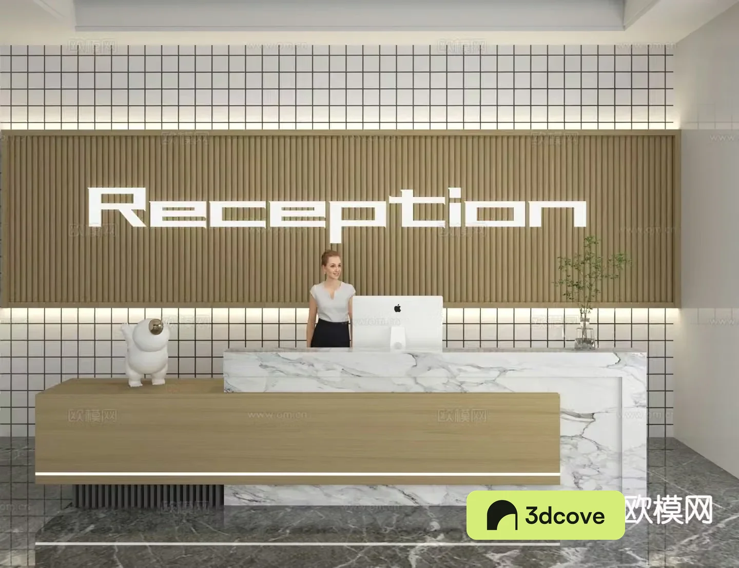 Modern front desk reception desk information desk office background