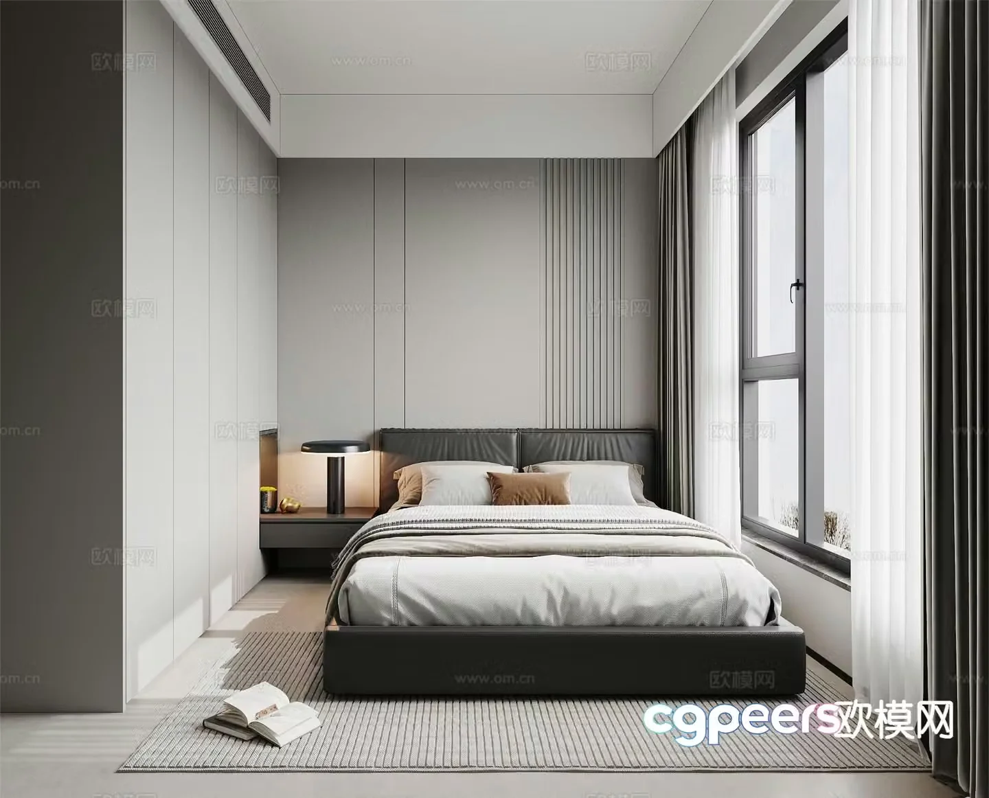 Modern minimalist bedroom second bedroom 3D model