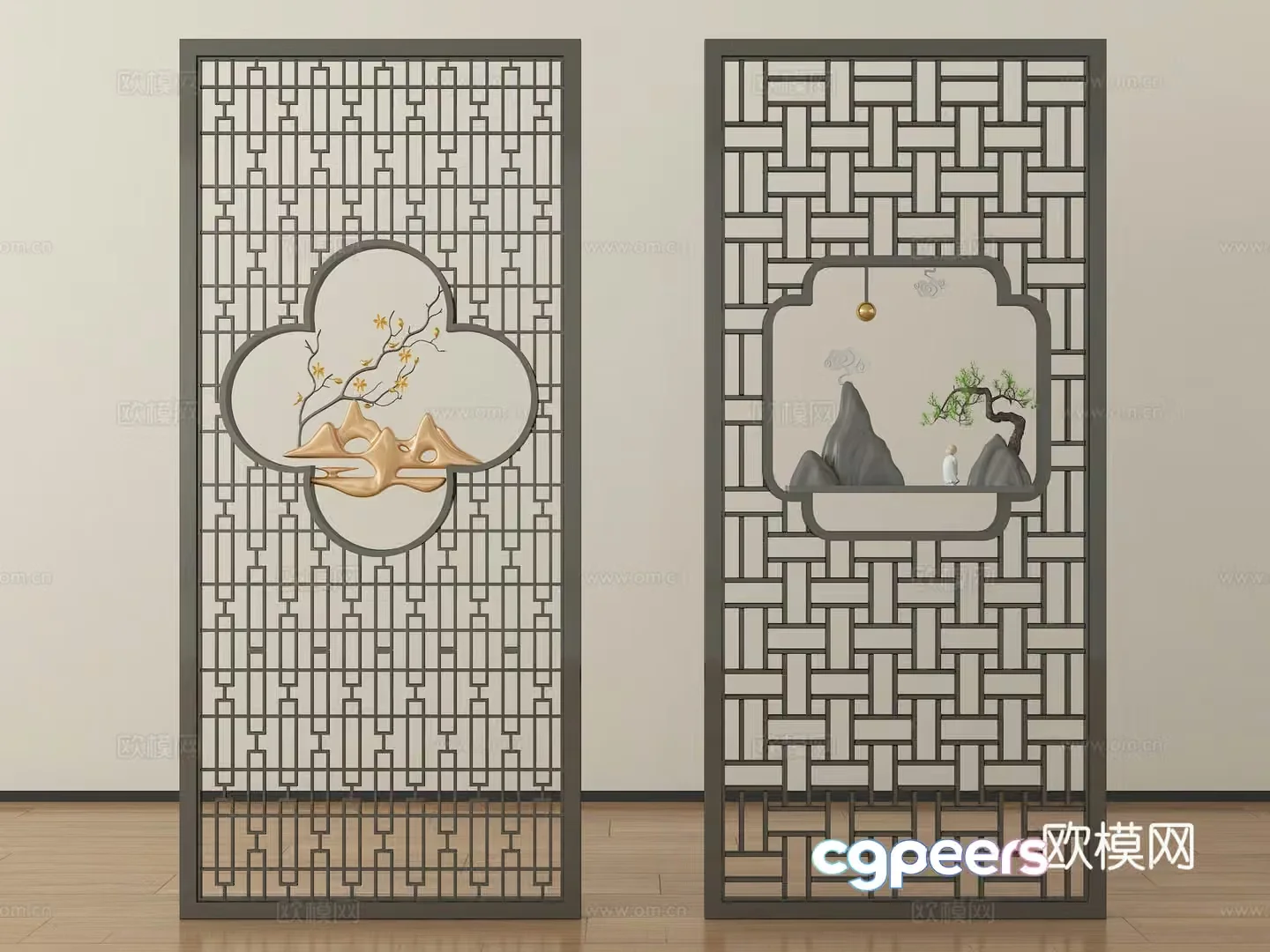 Two Decorative Screens With A Traditional Chinese Design 3D Model – 17983 – VRAY Render