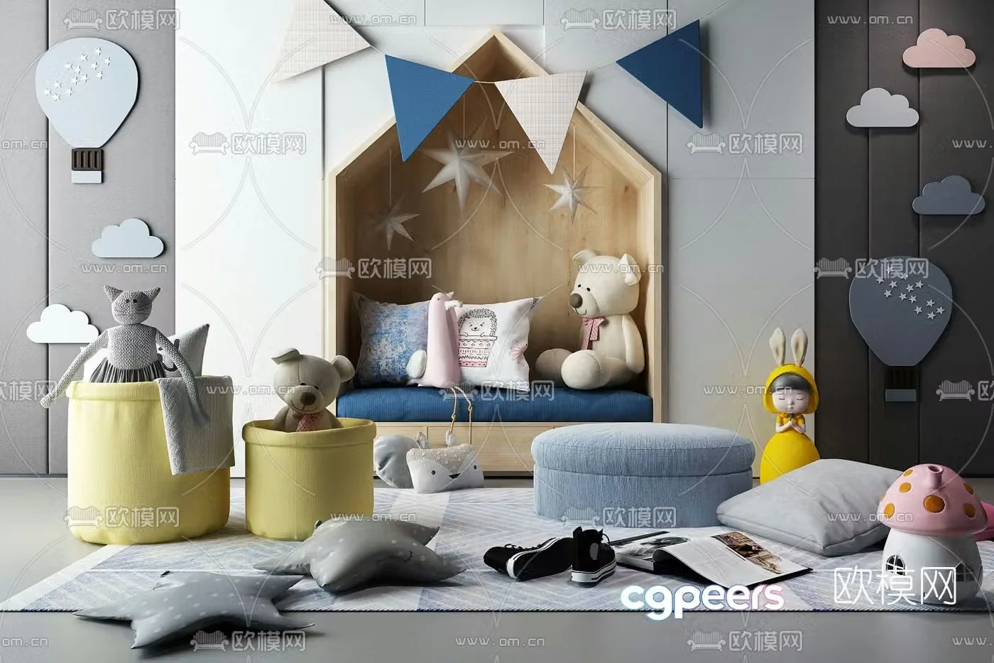 Modern children’s sofa doll pillow 3d model