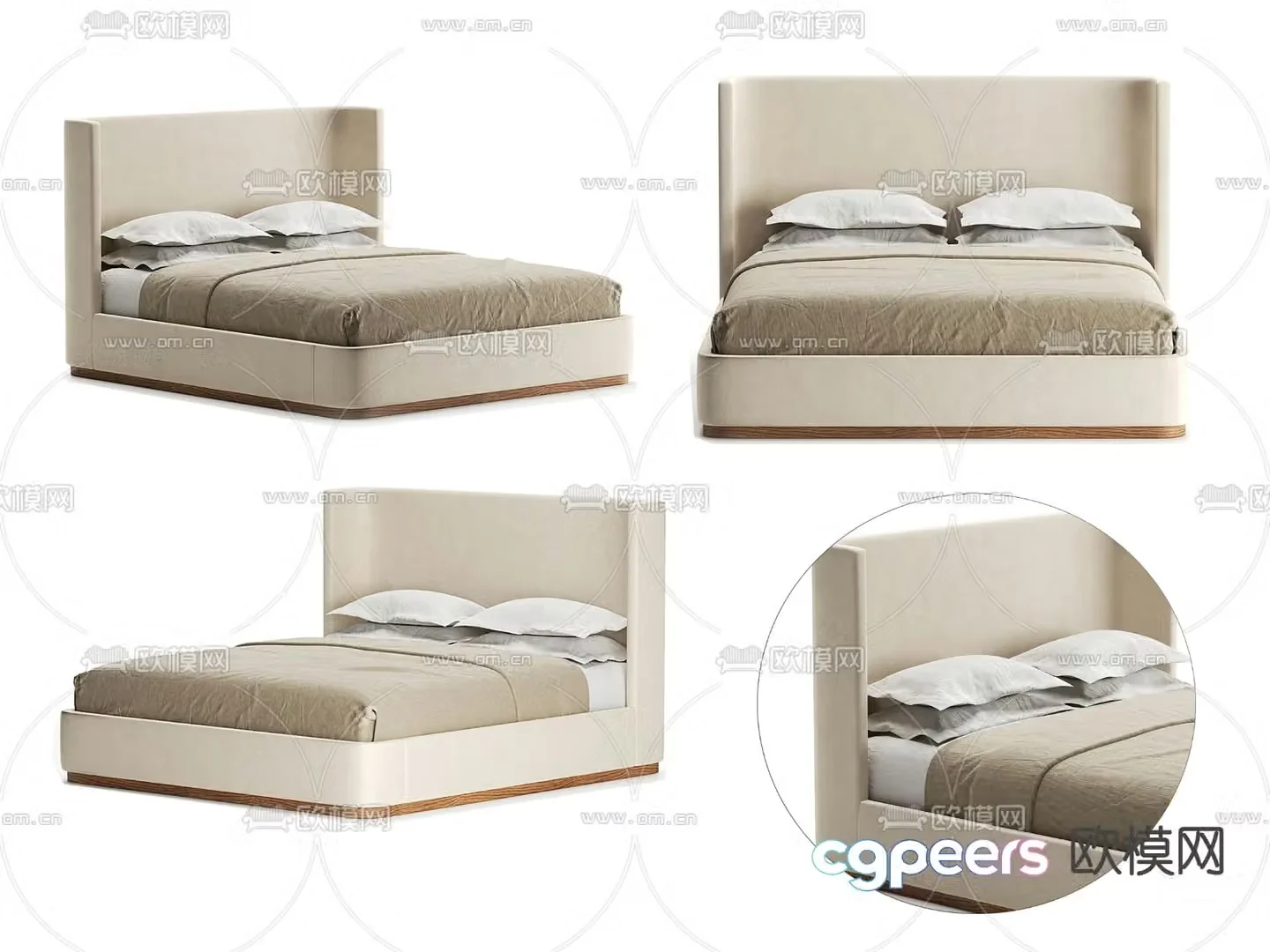 Nordic double bed 3d model