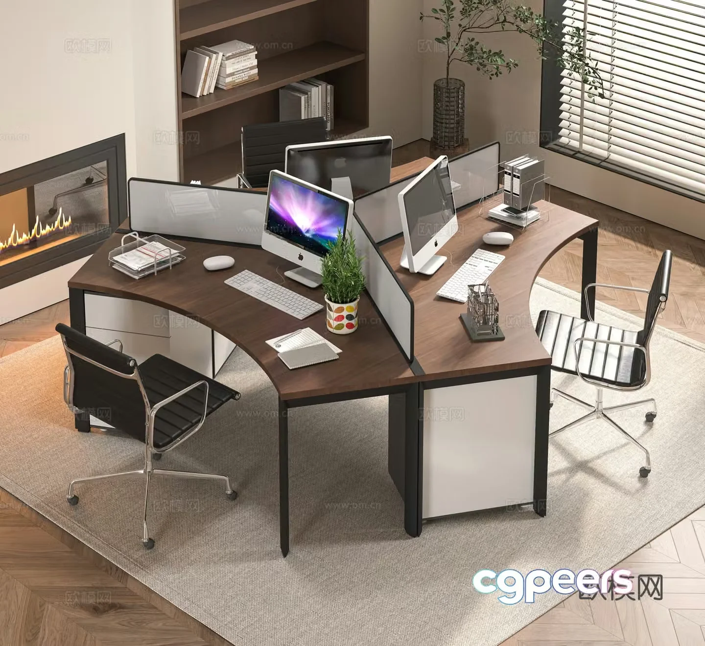 Modern office desk and chair combination 3D model